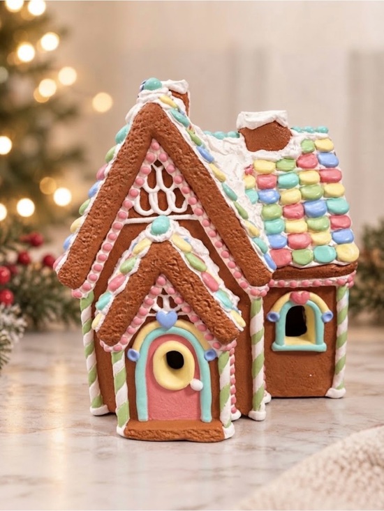 L.E Smith Other - Vintage L.E. Smith Ceramic Pastel Gingerbread House Decor Candy Cookie Cottage